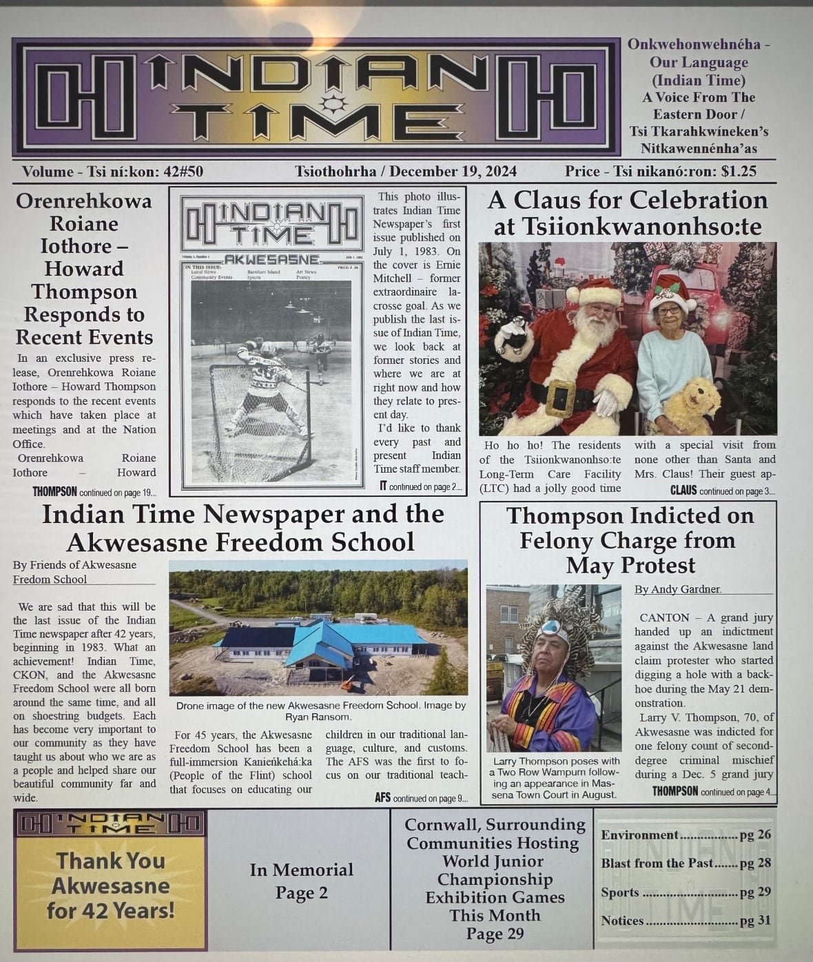 Image is of the front page of a newspaper titled: Indian Time