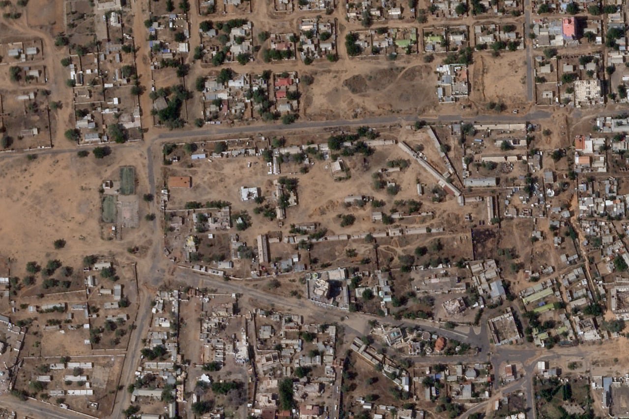 A satellite photo shows a city in Sudan.