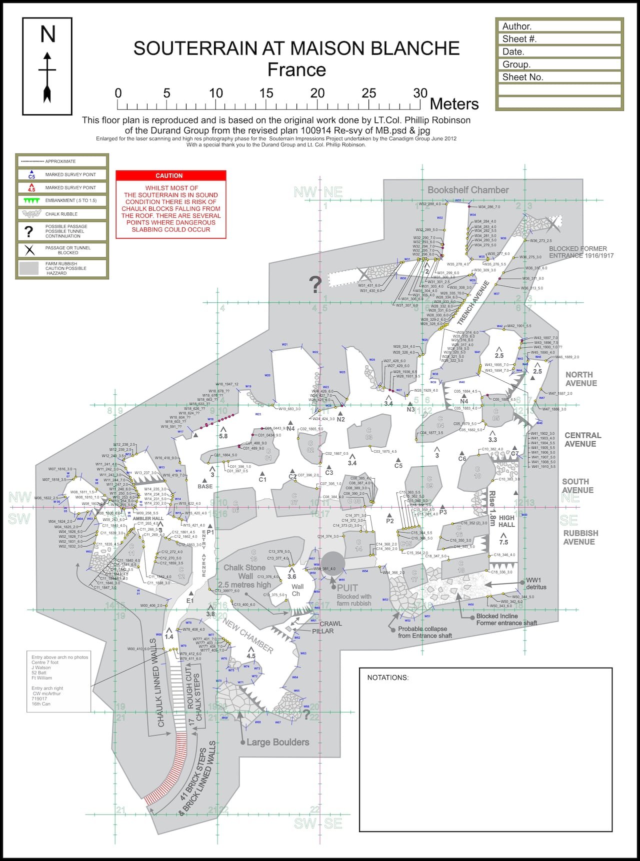 default-665 A map of 'Maison Blanche,' the cave system below Vimy Ridge